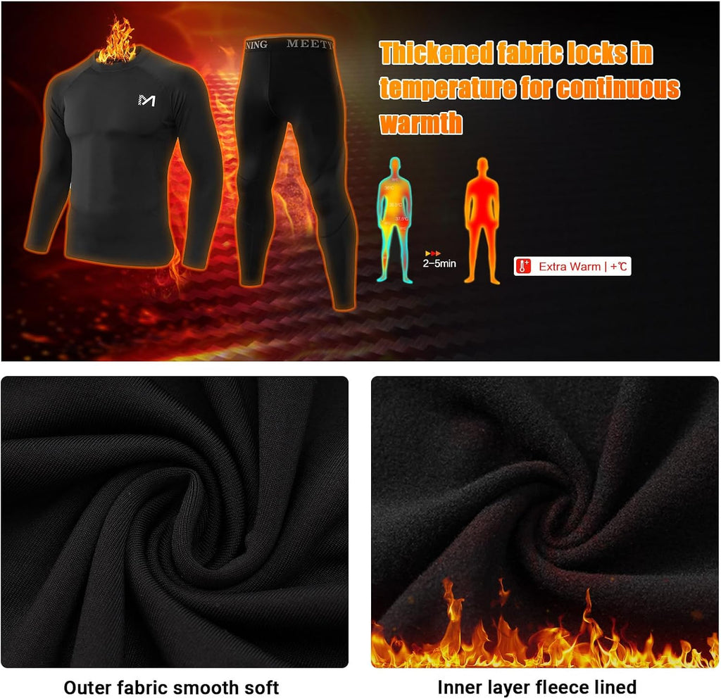 MEETYOO mens Men's Thermal Underwear Set Sport Long Johns Base Layer