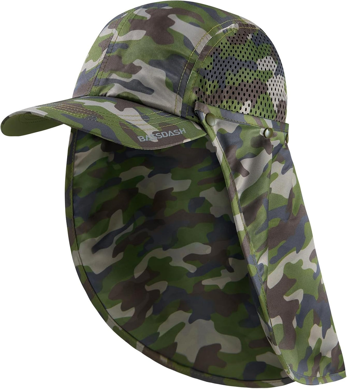 BASSDASH UPF 50+ Fishing Hat, Baseball Cap with Removable Neck Flap
