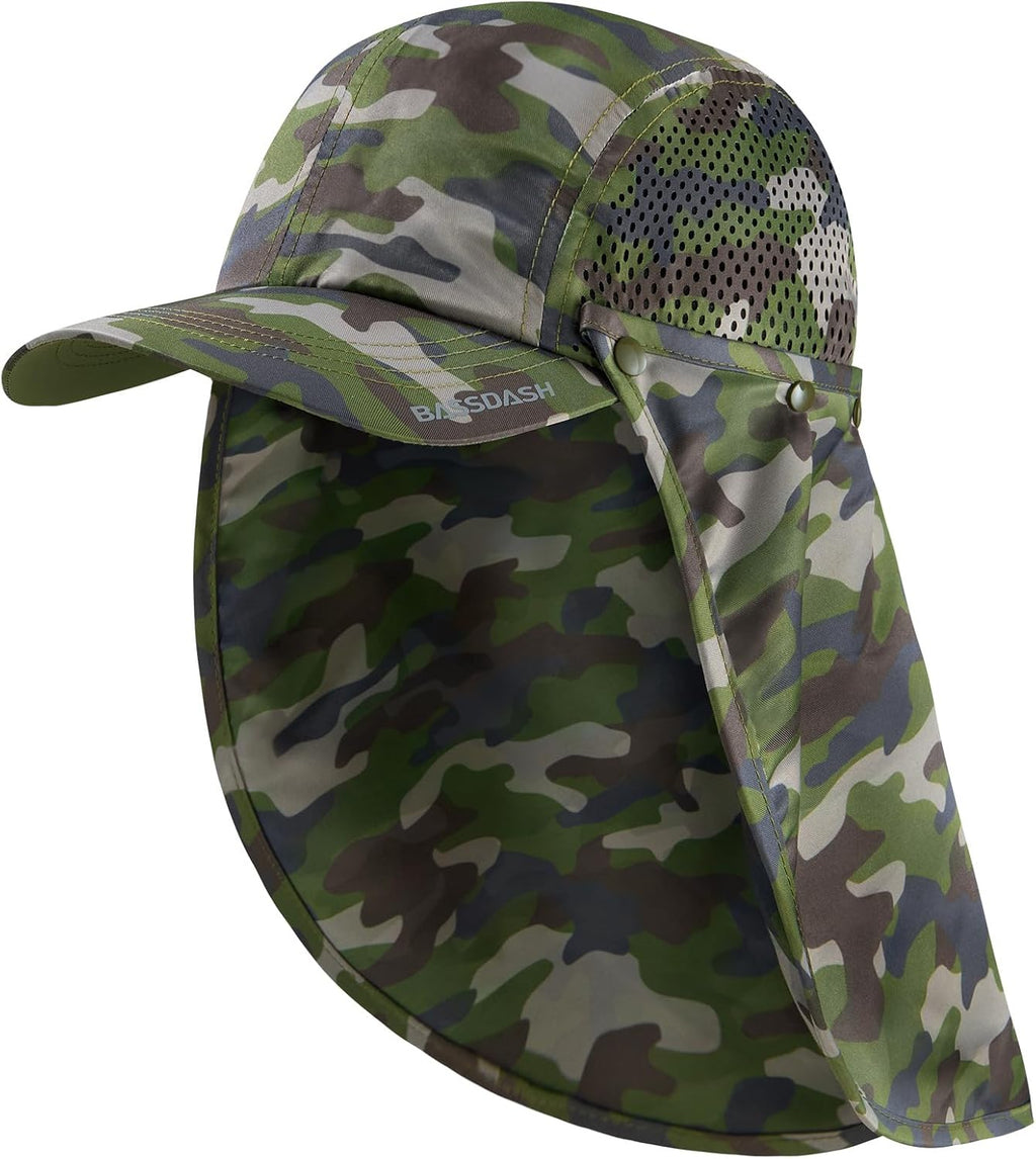 BASSDASH UPF 50+ Fishing Hat, Baseball Cap with Removable Neck Flap