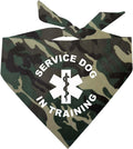 Service Dog in Training Dog Bandana | 100% Cotton Adjustable Triangle |Service Dog | Working Animal | Assistance |Camo, One Size (289)