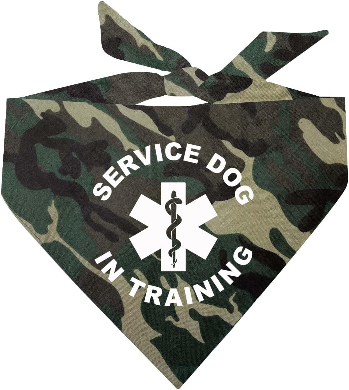 Service Dog in Training Dog Bandana | 100% Cotton Adjustable Triangle |Service Dog | Working Animal | Assistance |Camo, One Size (289)