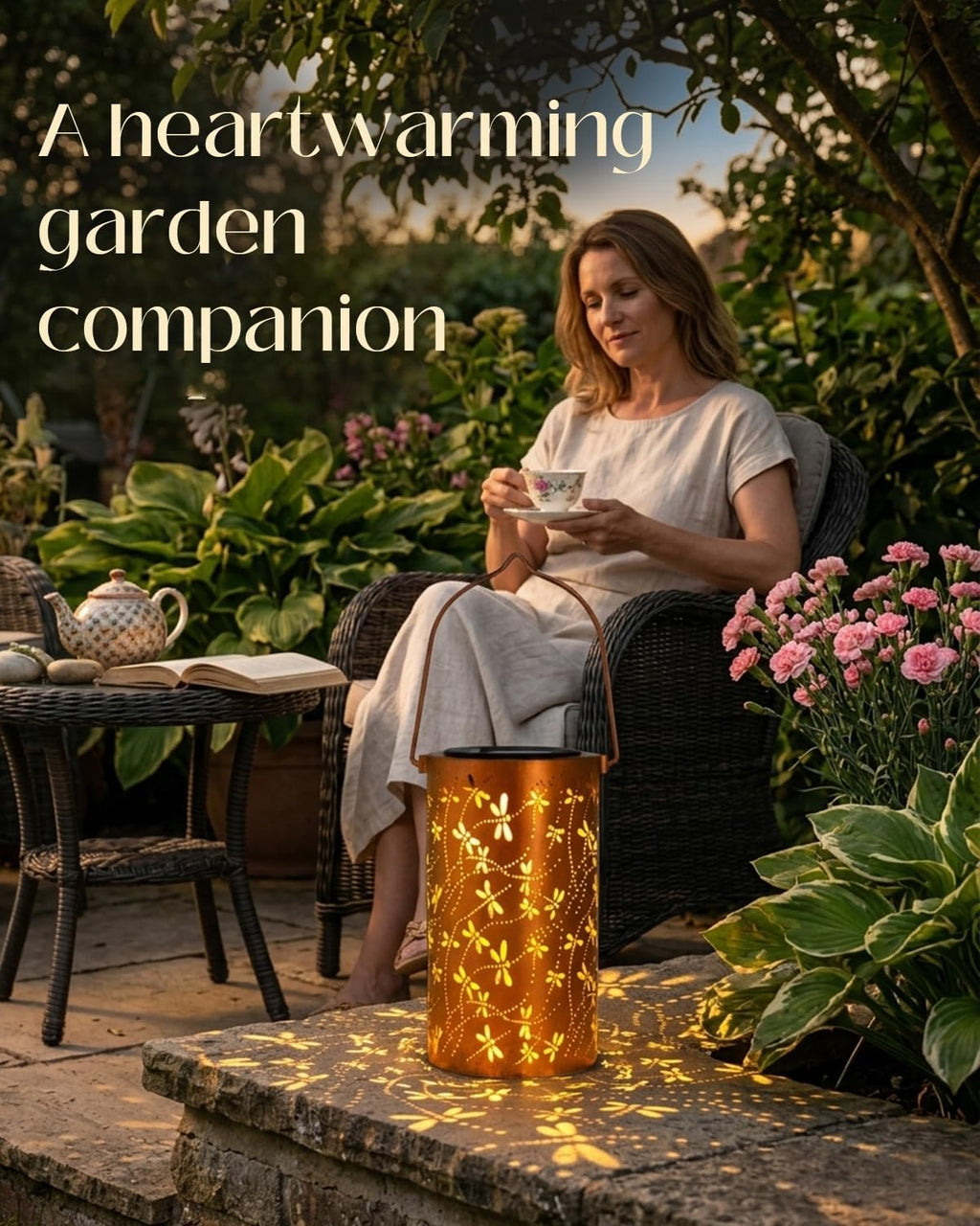 DIBIEECN Birthday Gifts for Women Mom Grandma Wife, Solar Lanterns Outdoor Waterproof, Metal Hanging Lights Garden Decor, LED Decorative Lantern for Patio Porch Backyard, Dragonfly, 2Pack