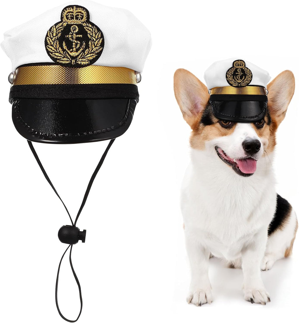 Amosfun Dog Captain Hat, Adjustable Pet Sailor Cap, Nautical Photo Prop