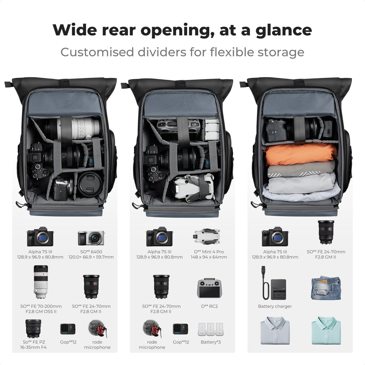 K&F CONCEPT Camera Backpack Bag with 15.6 Inch Laptop Compartment
