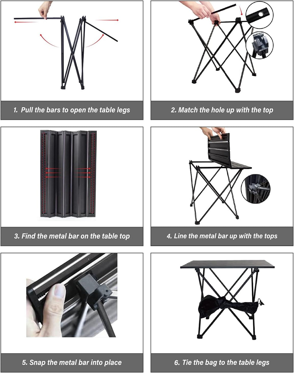 MSSOHKAN Camping Table Folding Portable Camp Side Table Aluminum Lightweight Carry Bag Beach Outdoor Hiking Picnics BBQ Cooking Dining Kitchen