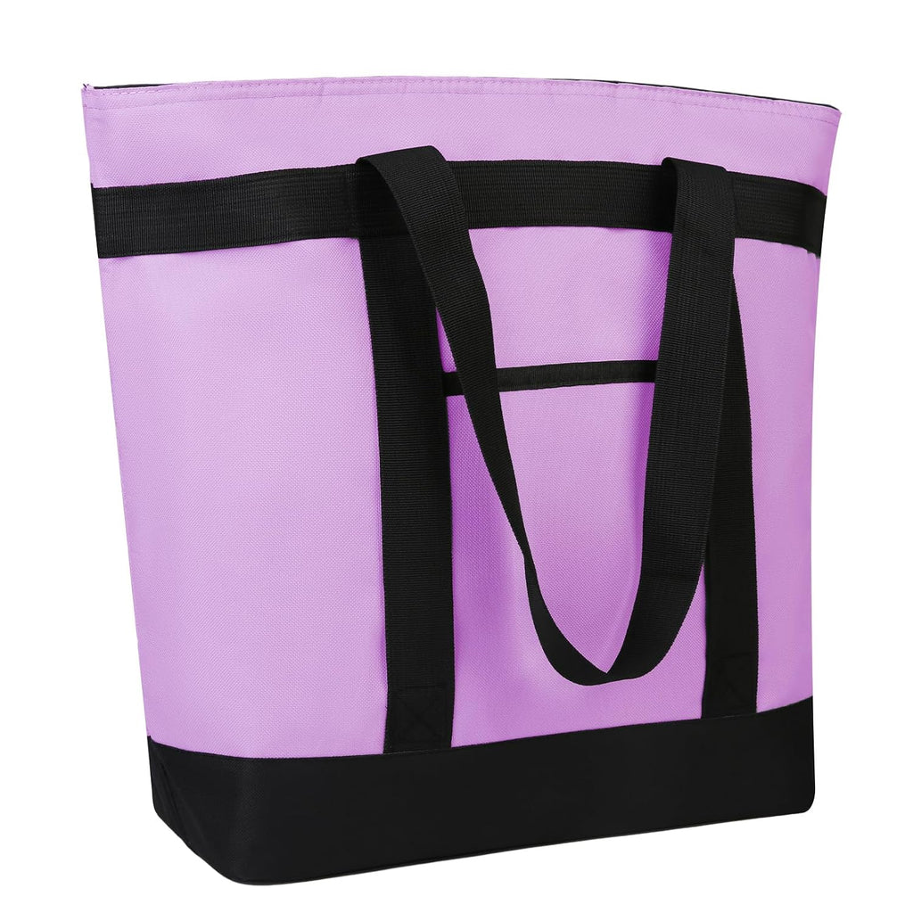 Insulated Reusable Tote Bag for Grocery Shopping for Women/Men, Pizza/Food Delivery Bag to Keep Food Cold/Hot for Commercial Delivery Services, Cooler bags for Travel/Beach/Picnic, Lavender