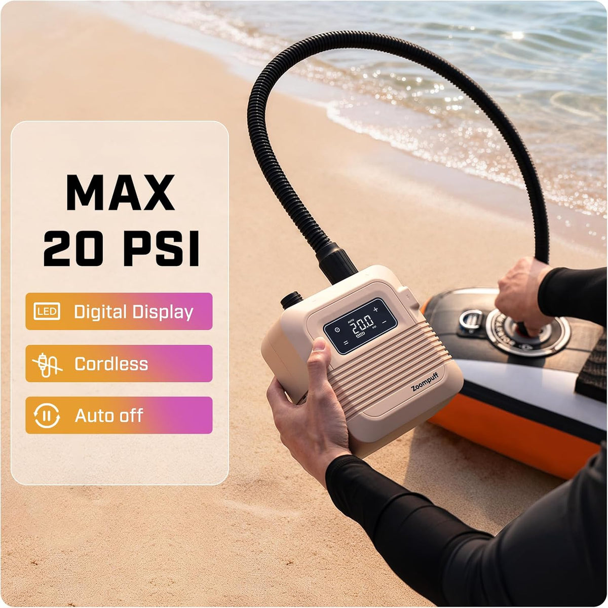 Electric Paddle Board Pump, 20 PSI Rechargeable SUP Pump