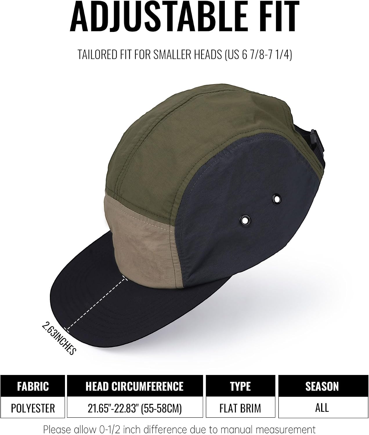 CLAPE 5 Panel Hat for Men, Curved Brim UPF50+ Sun Hats Quick Dry Outdoor Sports Running Hat Baseball Cap