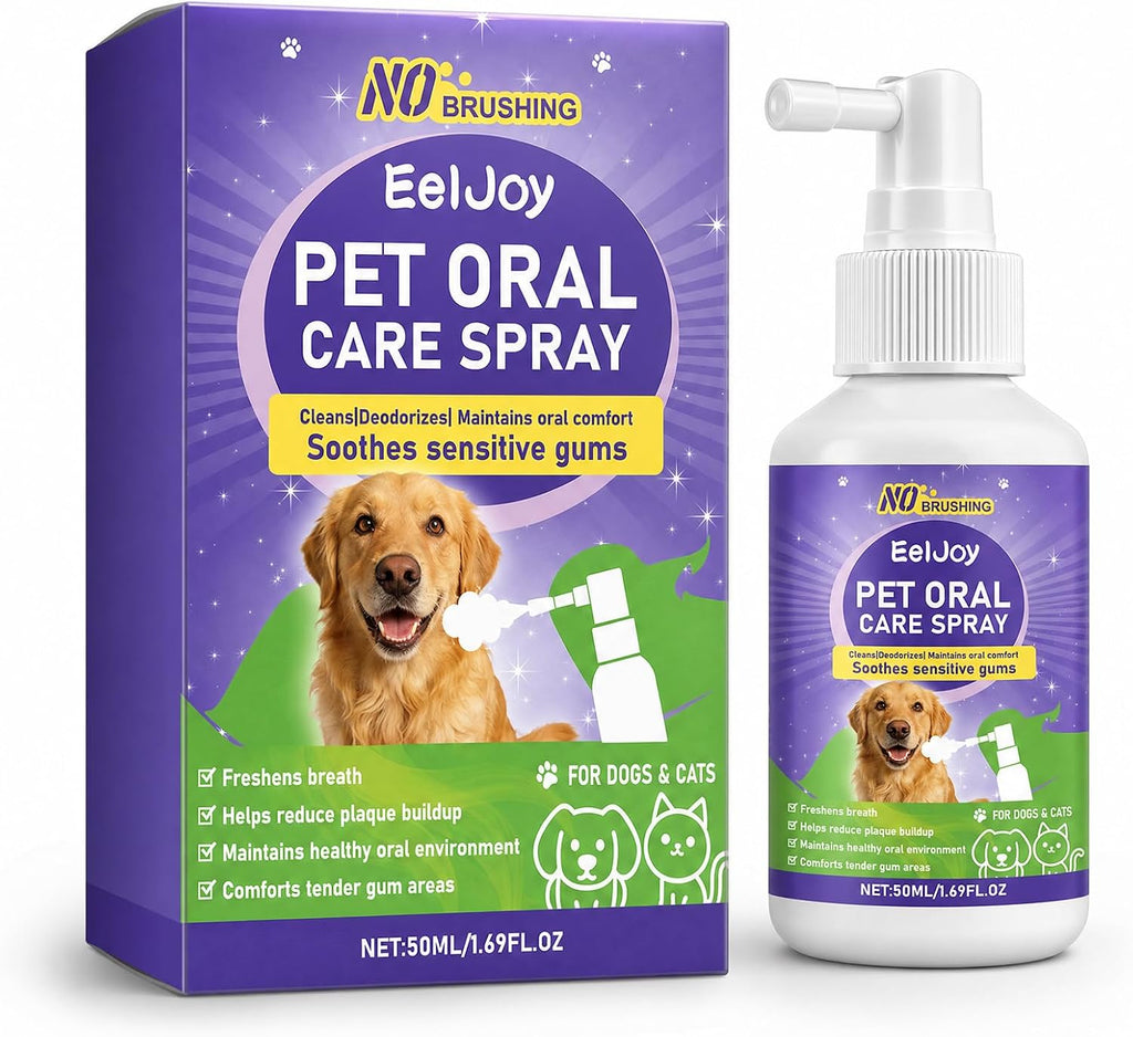 Pet Oral Care Spray, Cat & Dog Breath Freshener Spray, No Brushing