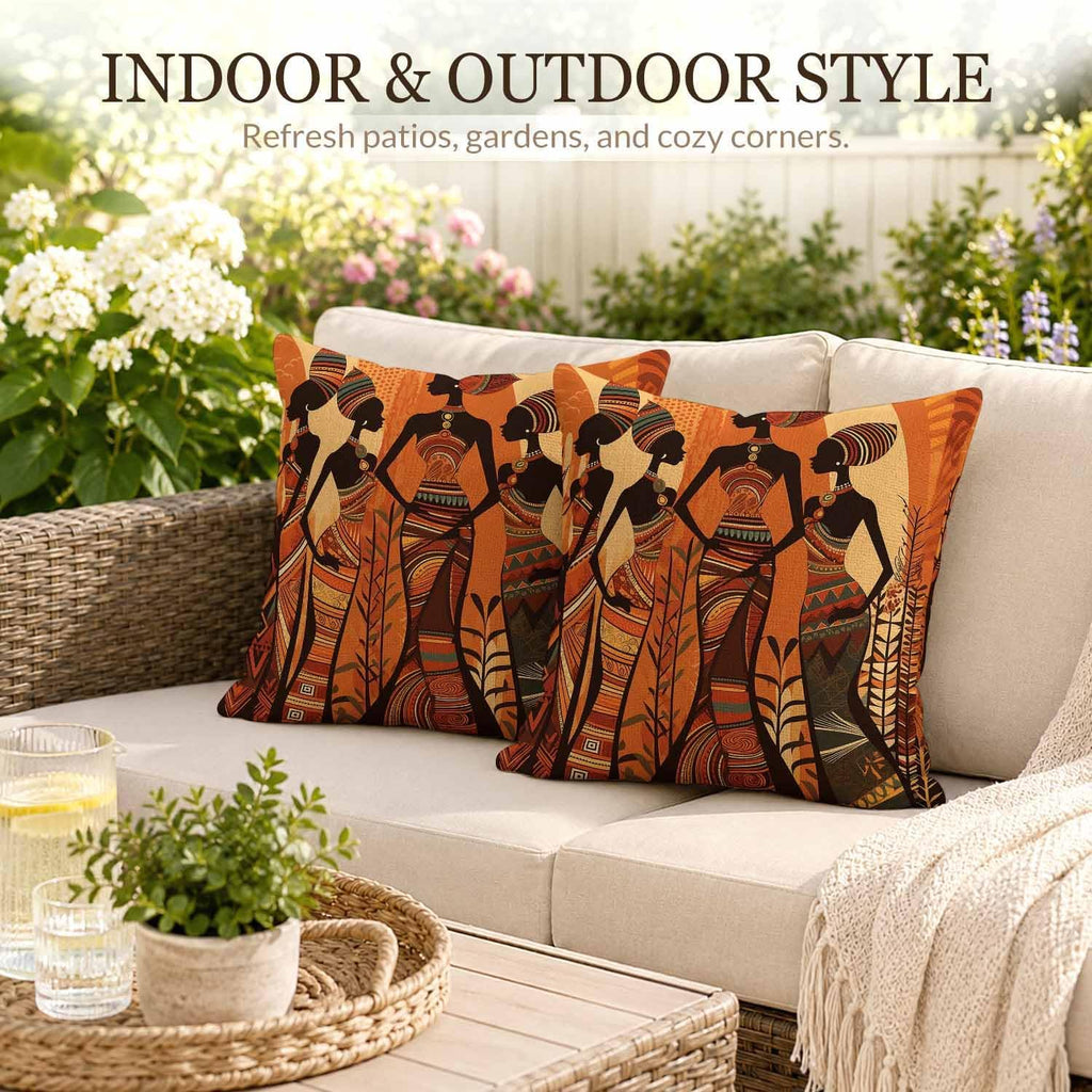 African Woman Silhouette Throw Pillow Covers Abstract Throw Pillow Covers 18"x 18" Set of 2 for Living Room Couch Bed Sofa Home Decor Soft Cushion Case