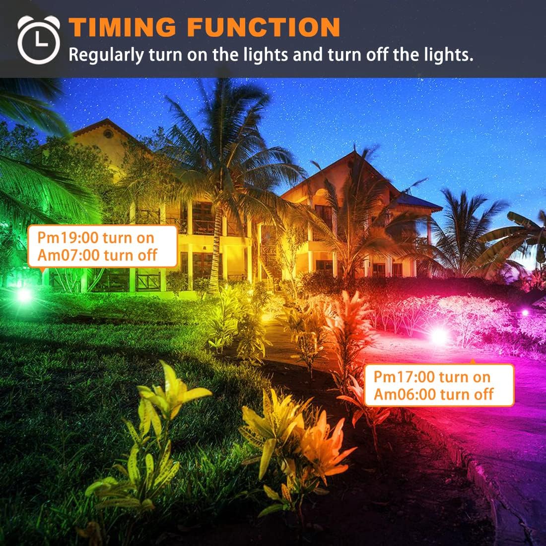 LED Flood Light Outdoor 30W, 300W Equivalent Smart RGB Landscape Lighting
