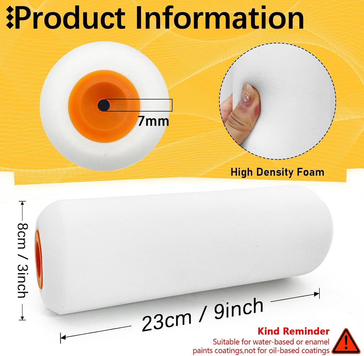 2 Pack Foam Paint Roller Covers, 9 Inch Paint Rollers with 2 Frame