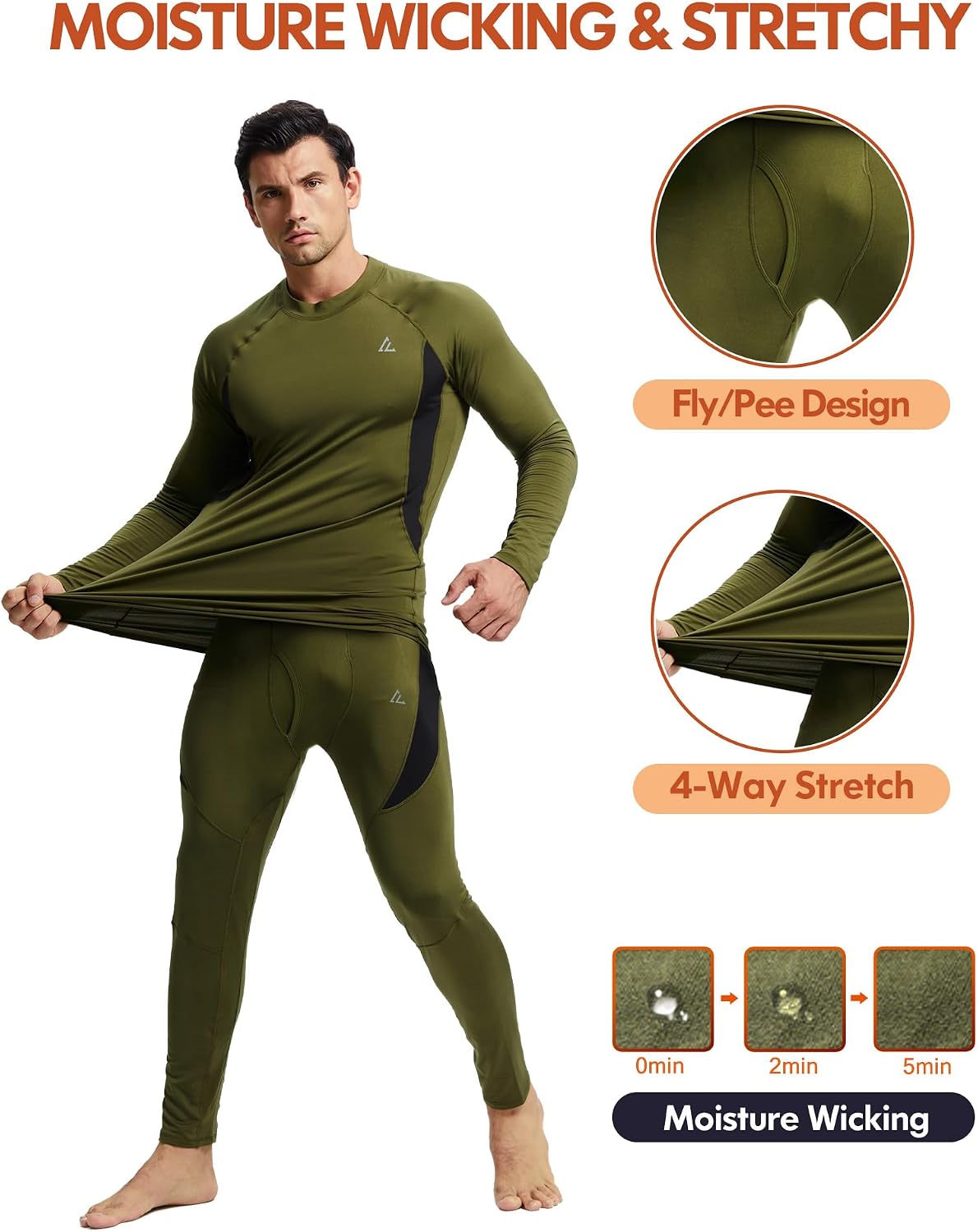 Mens Thermal Underwear Long Johns Base Layer Set Cold Weather 1/2/3 Pack