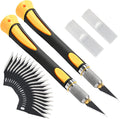 FOSHIO 2 Pack Precision Craft Knife Set with 20 Pieces Replacement Blades, Ergonomic Non-Slip Handle Hobby Knife with Protective Cover for Art, Craft Scrapbooking, Stencil (Yellow)