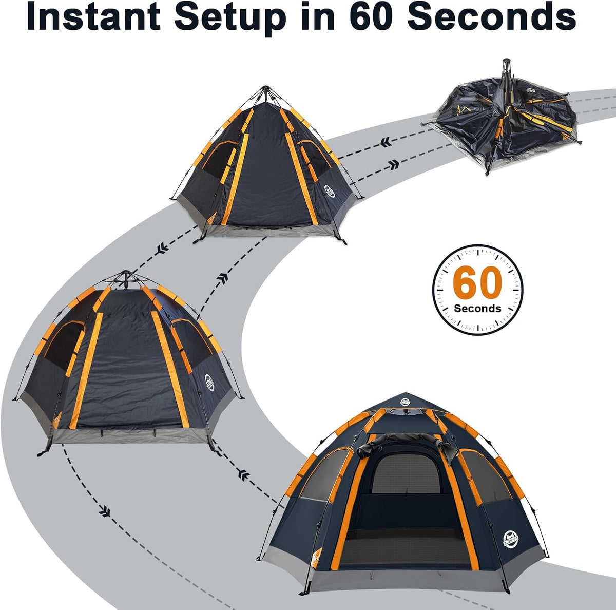 ADSMART Instant Tents for Camping 2/3/4/5 Person Tent Waterproof Easy Setup Sets Up Backpacking Tents with Carry Bag for Outdoor Hiking