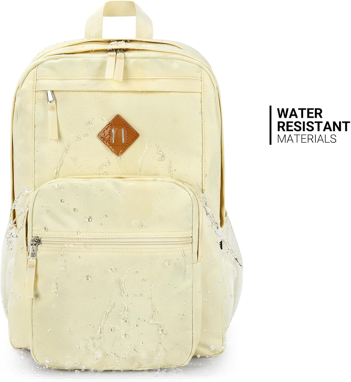 ZORFIN 26L Backpack for College, and Travel: Water Resistant Bookbag - Beige
