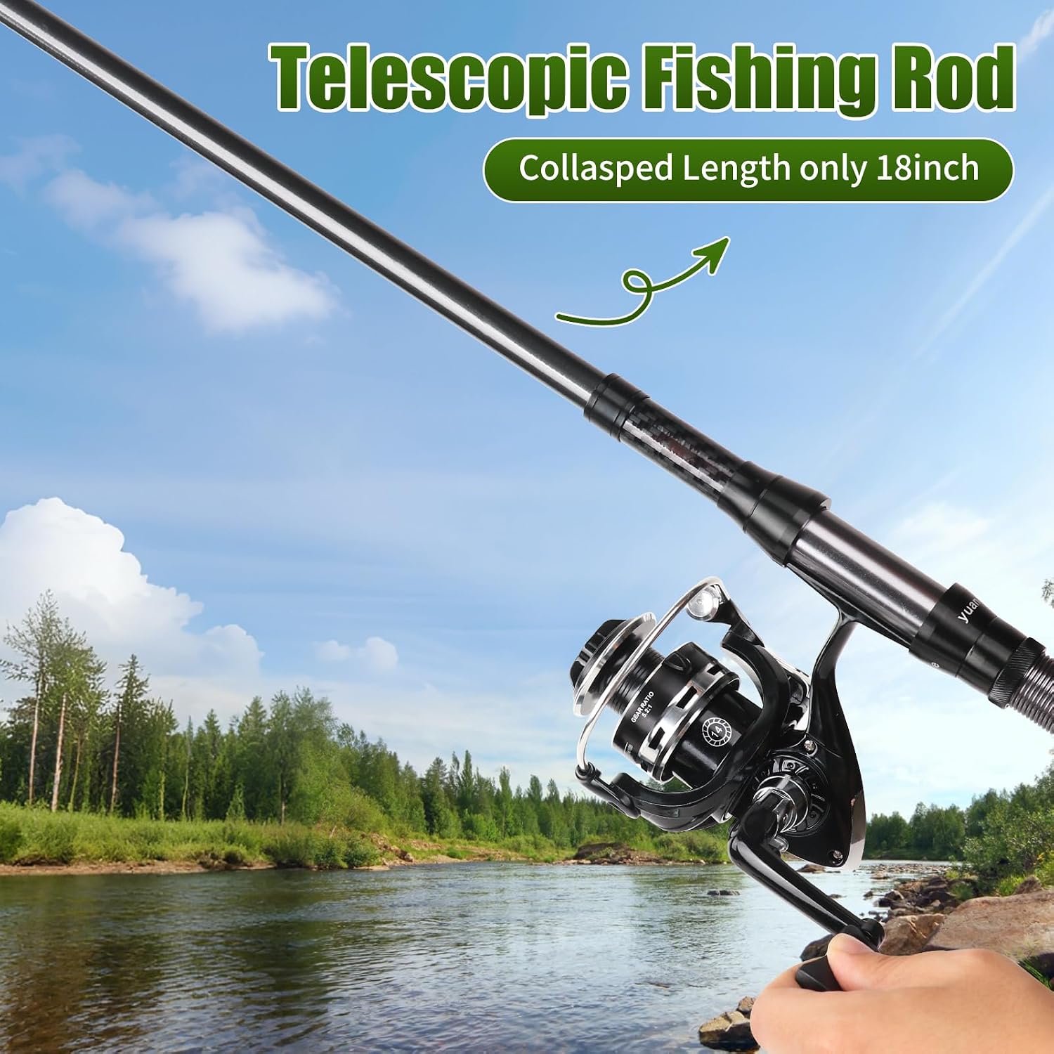 Fishing Rod Reel Combo - 2PCS 6.89ft Telescopic Fishing Poles 2PCS Spinning Reels Lures Set Fishing Pliers with Carrier Bag for Travel Saltwater Freshwater Gift Portable Fishing Pole Kit