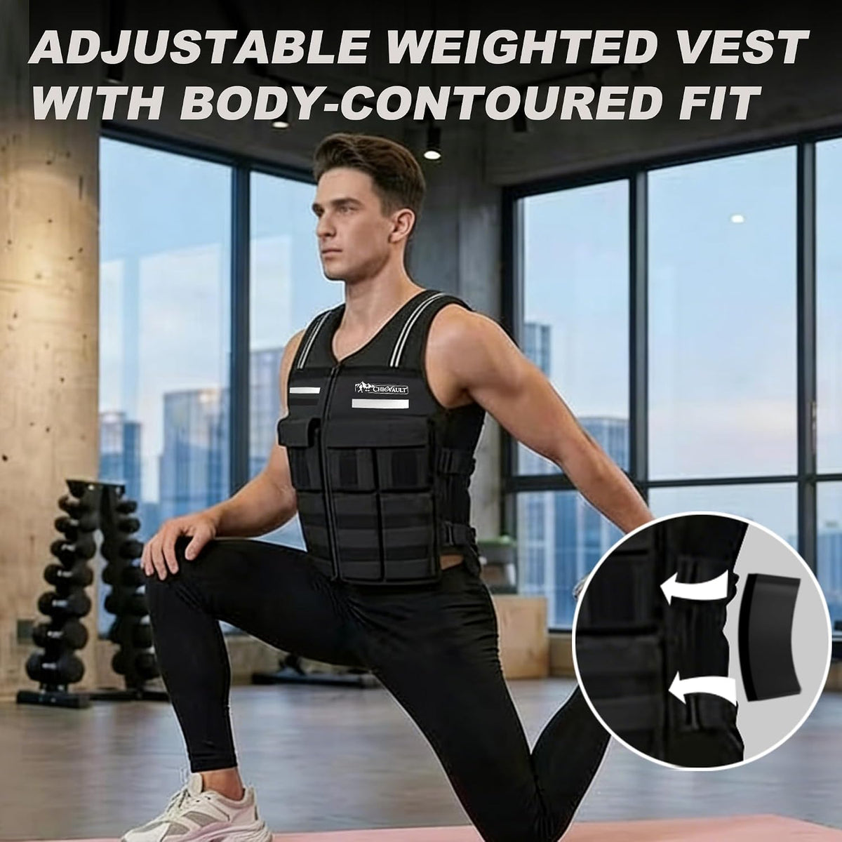 Adjustable Weighted Vest With 2-40LB Detachable Soft Silicone Counterweight