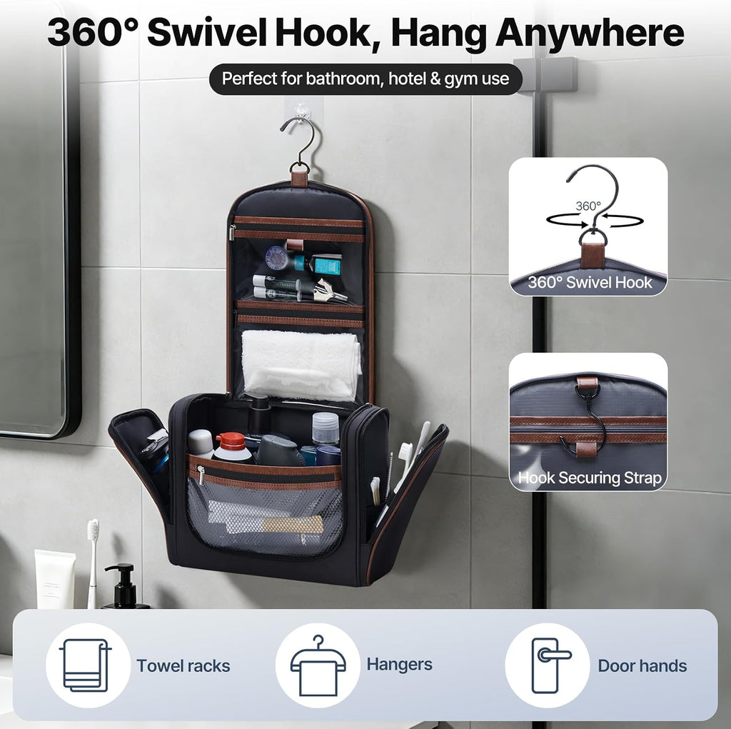 ZAHNI Men’s Hanging Toiletry Bag, Large Capacity Toiletry Organizer