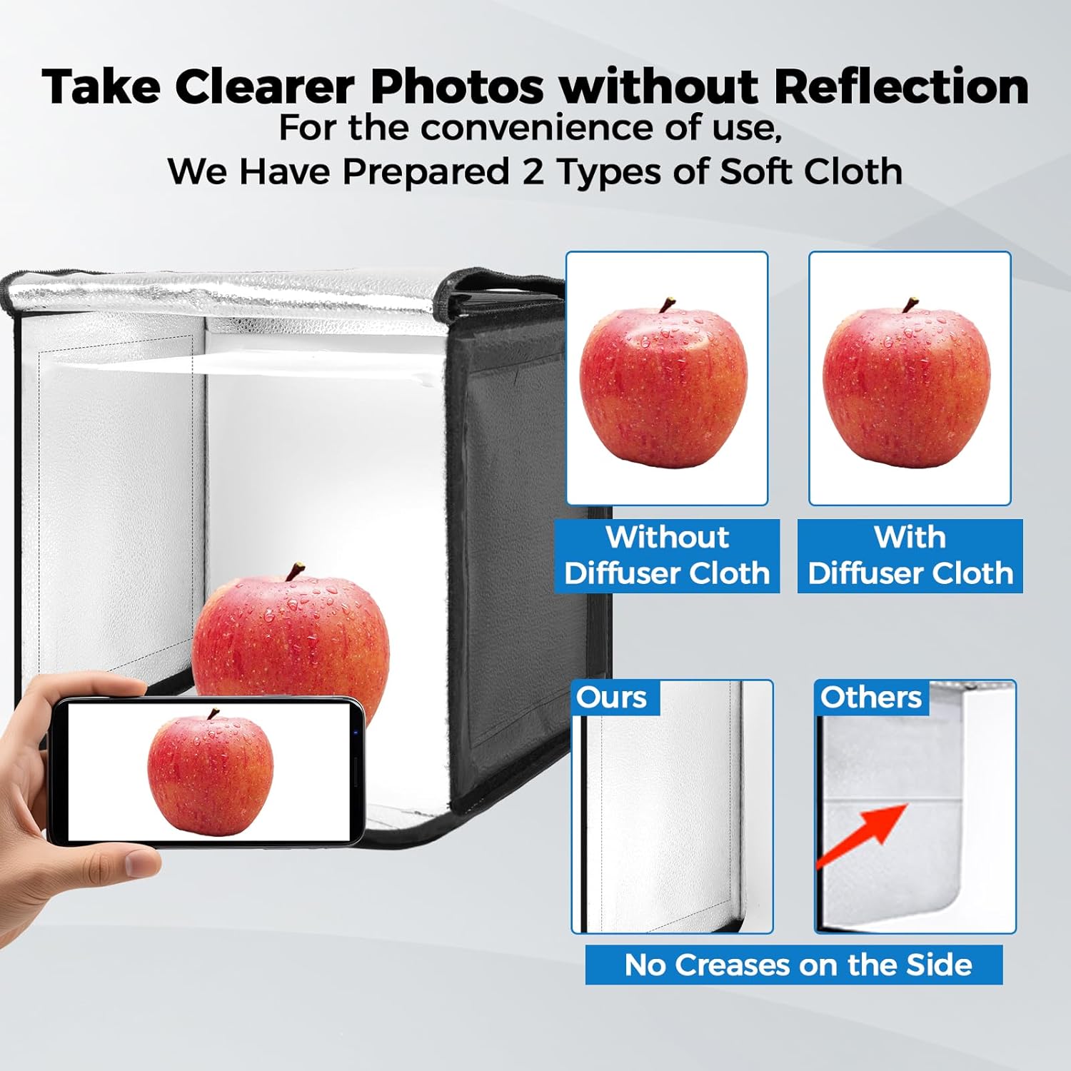 Photo Light Box, 12/16/20/24/32/47 Inch Photography Light Box with CRI>95 120 Light Beads. Dimmable Shooting Tent Kit with White and Warm Light. 6 Backdrops Photo Booth for Studio Products Display