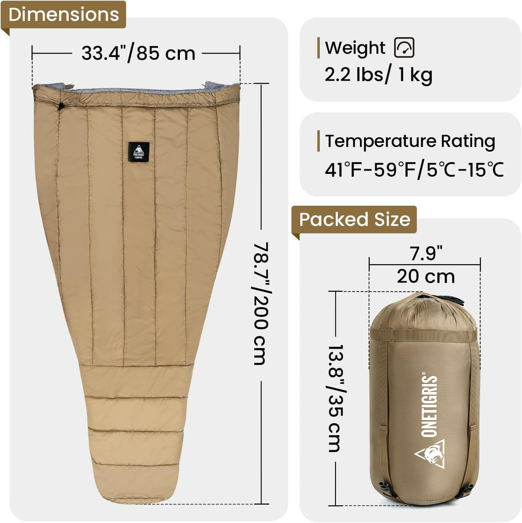 OneTigris Featherlite Ultralight Sleeping Quilt, Weighs 35oz, Warm Hammock Topquilt 40 Degree, with Footbox, Perfect for Outback Camping, Hiking, Backpacking and Hammocks