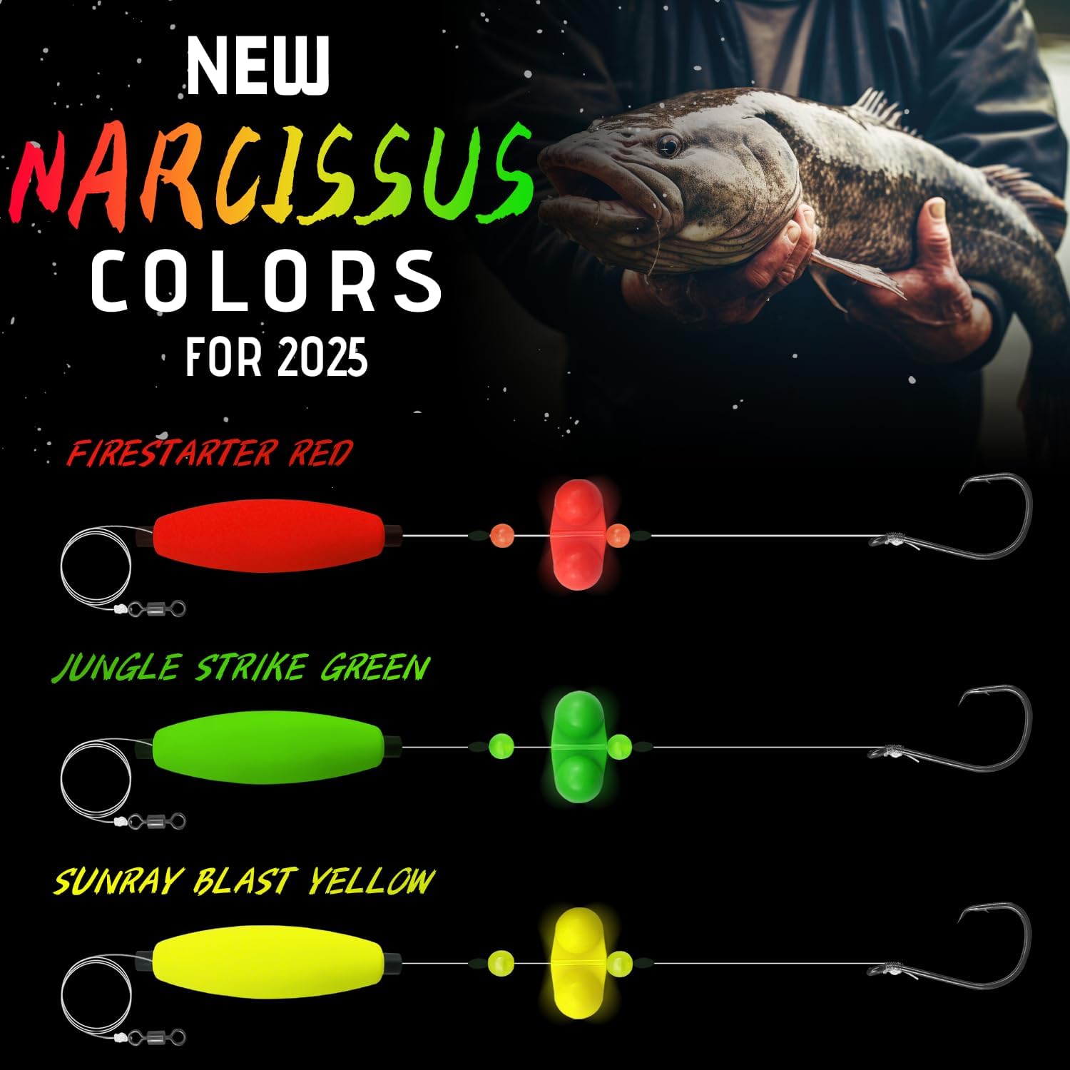 Narcissus Catfish Rigs Set – 6 Pre-Tied Rigs with 2 Sinker Sliders & 2oz Pyramid Sinker, Float Rigs Tackle, Santee Rig, Circle Hooks 6/0 – Complete & Ready-to-Use Kit