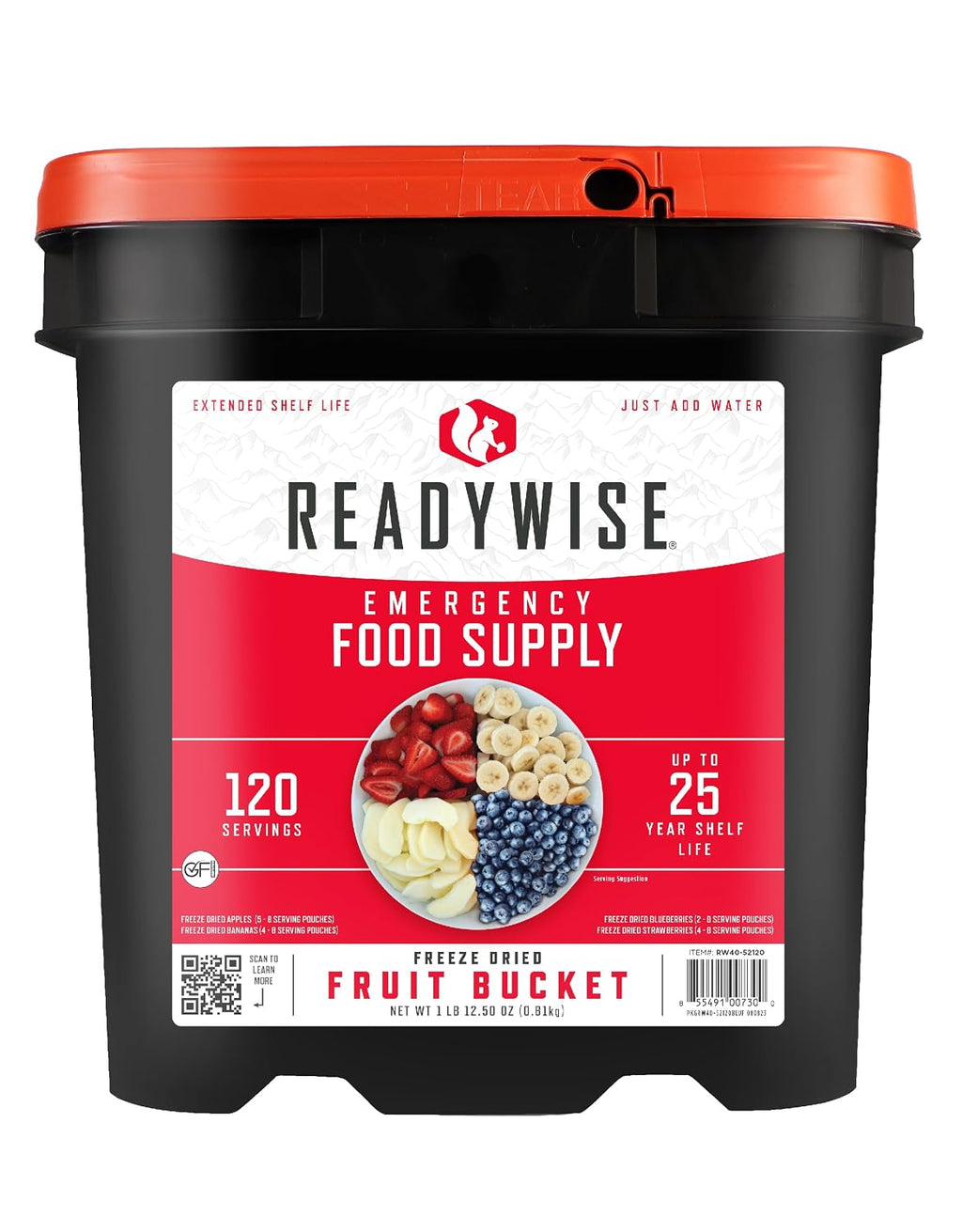 READYWISE Emergency Food Survival Supply Fruit Bucket 120 Servings