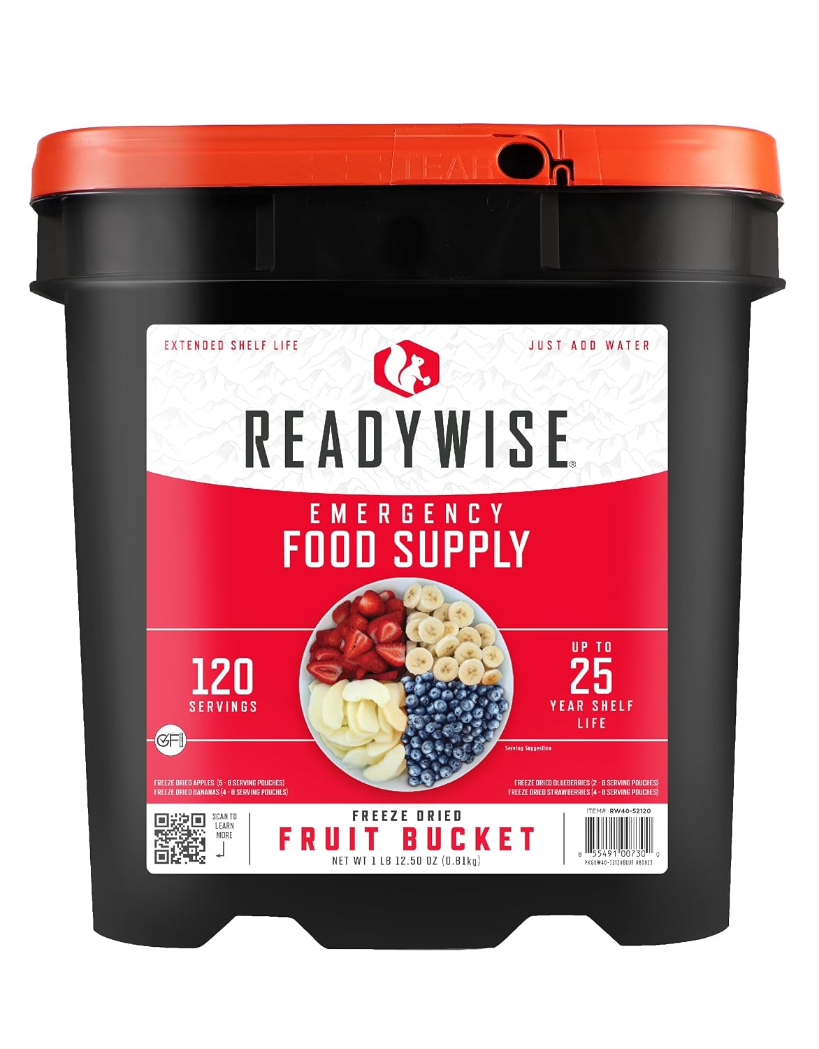 READYWISE Emergency Food Survival Supply Fruit Bucket 120 Servings