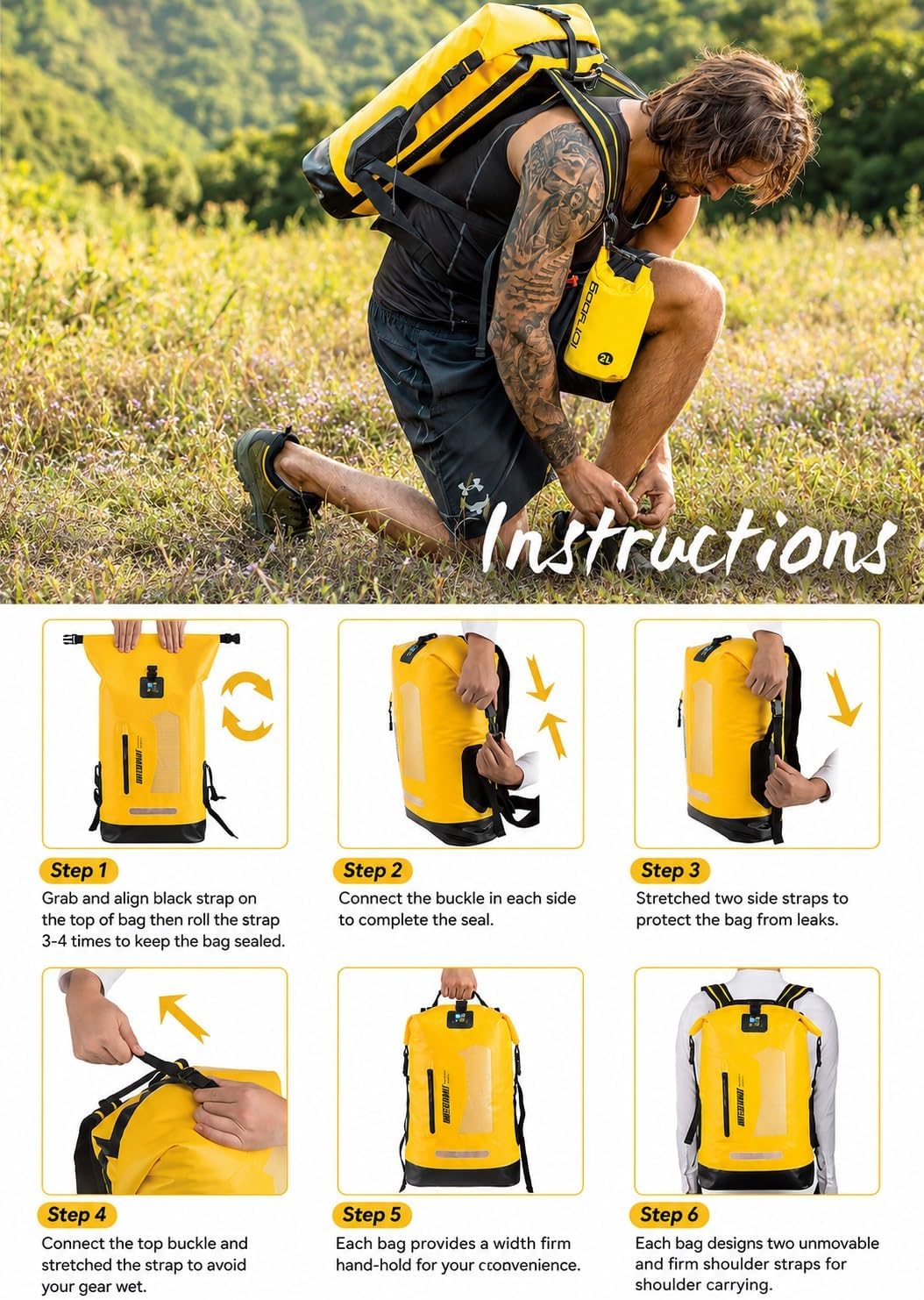 IDRYBAG Waterproof Backpack - 20L/30L/40L Floating Dry Bag for Men, Kayak