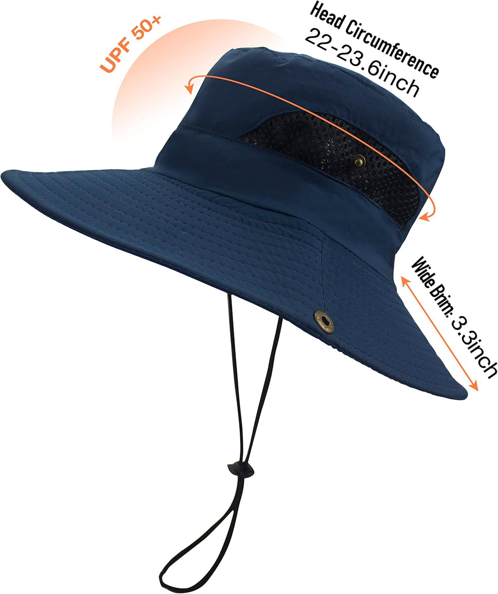Sun Hats for Men Women UPF 50+ Wide Brim Bucket Hat Waterproof Packable Cowboy Hat for Fishing Beach Safari Gardening Golf