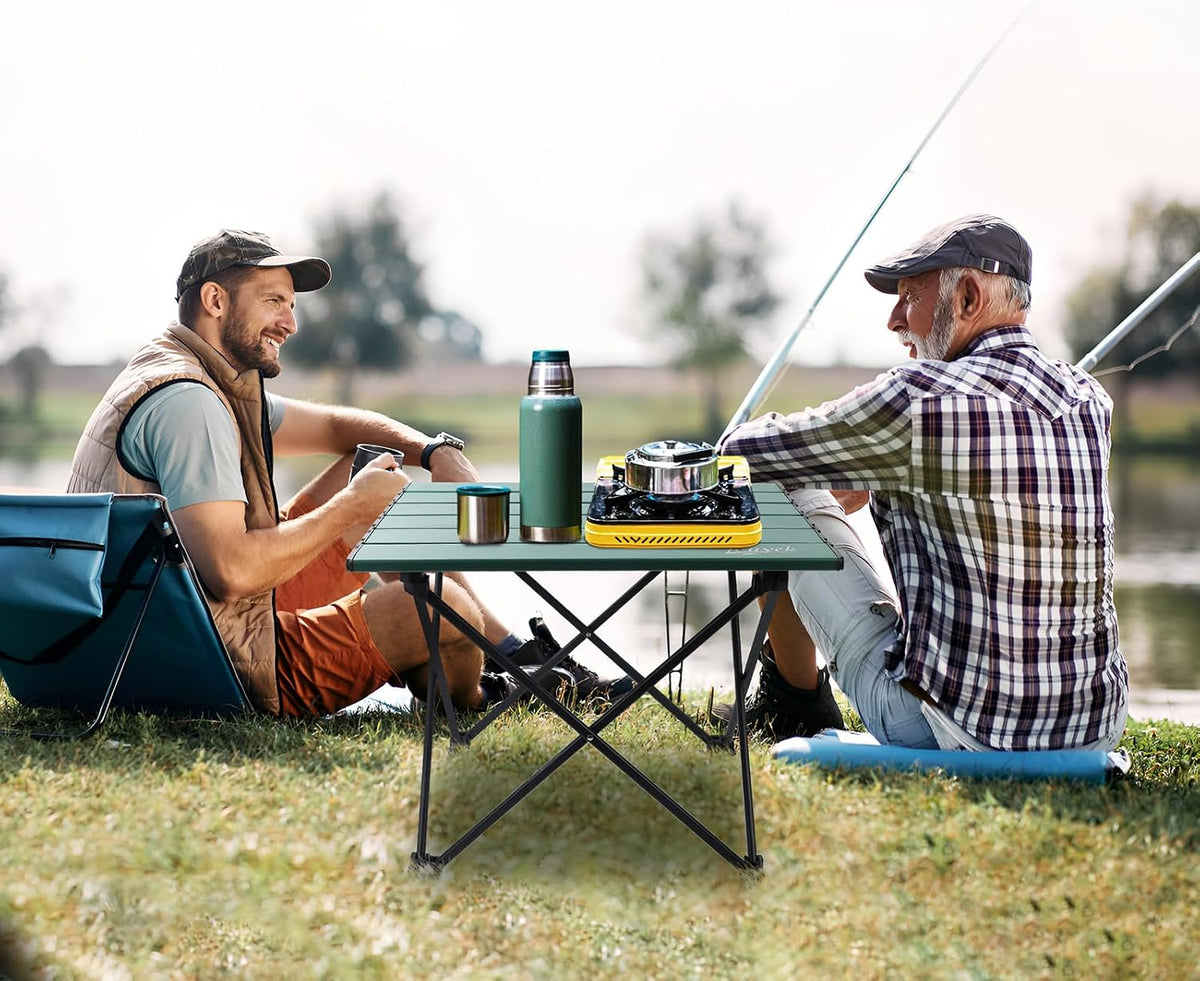 JOUYEK Small Camping Table Ultralight Aluminum Folding Portable Table Green