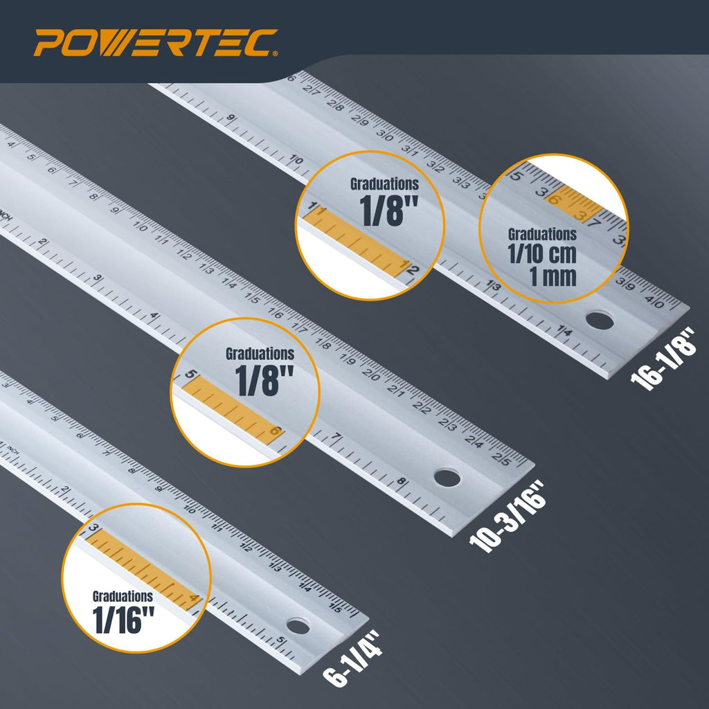 POWERTEC Setup Blocks Height Gauge 15pc Set, Router Table Setup Bars w/L Square 3pc, Machinist Square for Router Fence, Table Saw Blade, Band Saw, Drill Press (72052)