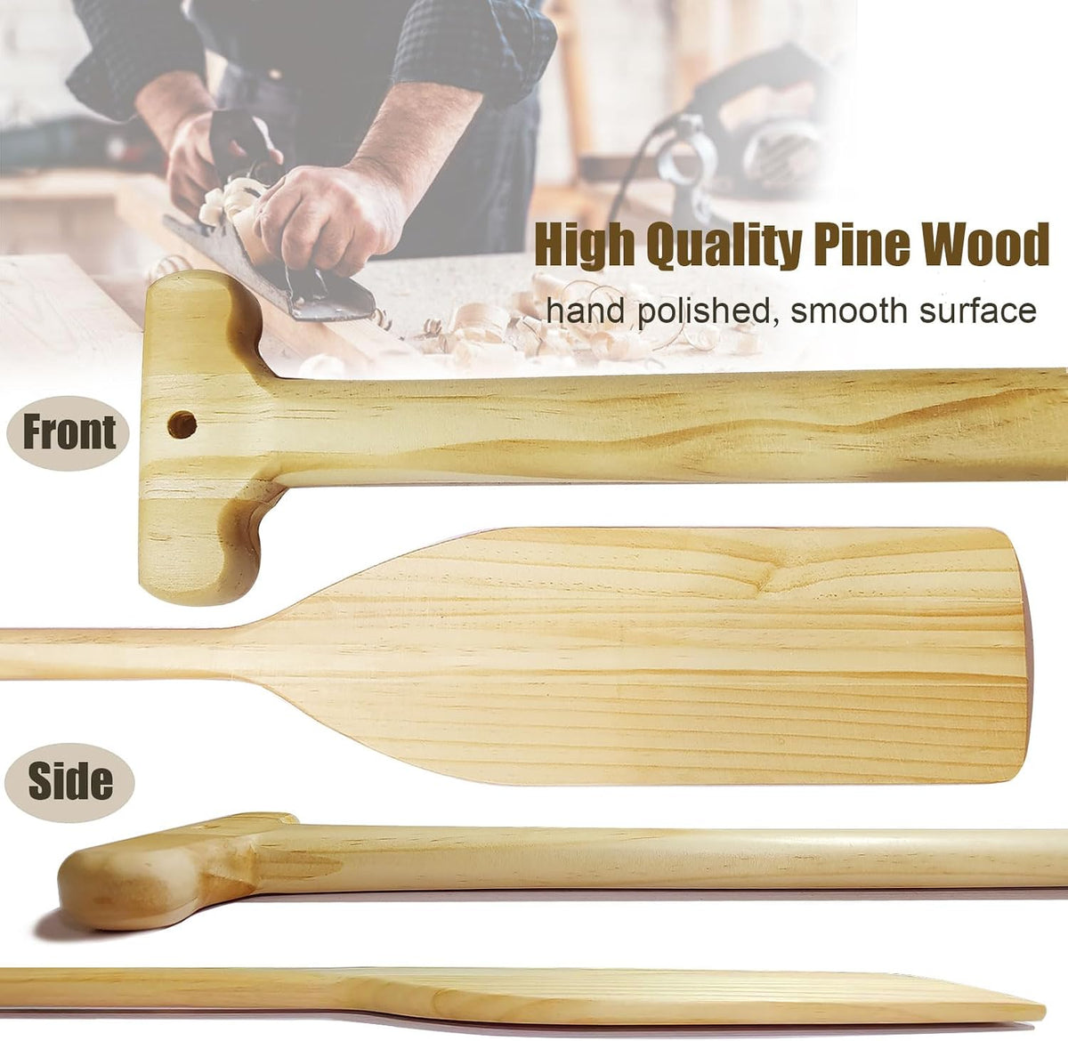 Oar Canoe/Kayak Paddle 2 Pack,4ft Wooden Boat Paddle,48'' Pine Wood Oars