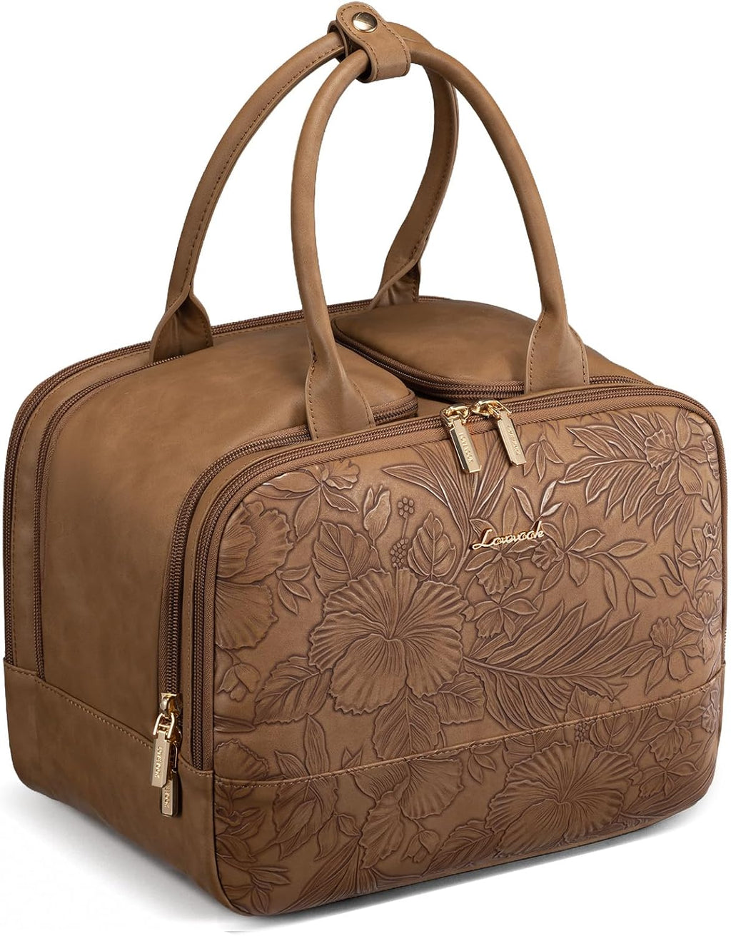 LOVEVOOK Travel Toiletry Bag for women, Leather Large Wide-open Makeup Bag, Waterproof Cosmetic Bag Organizer for Shower, Traveling, Toiletries, Bathroom