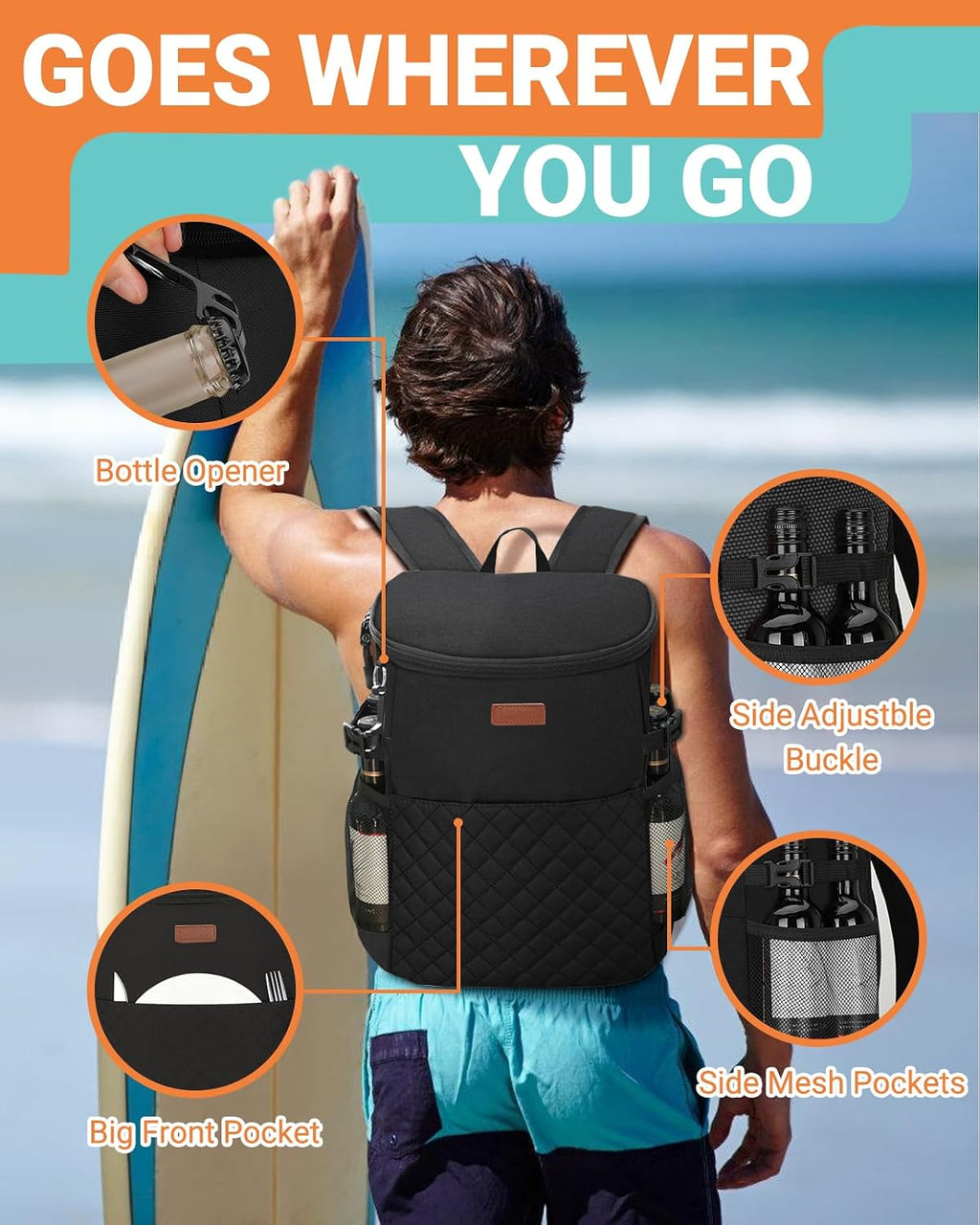Soft Cooler Backpack for Men: Small Insulated Backpack Coolers for Beach