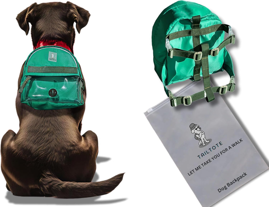 Dog Hiking Backpack Lightweight, Adjustable, and Waterproof Pet Poopbag Holder for Outdoor Adventures,Puppy Training School or Everyday Walks (Small)