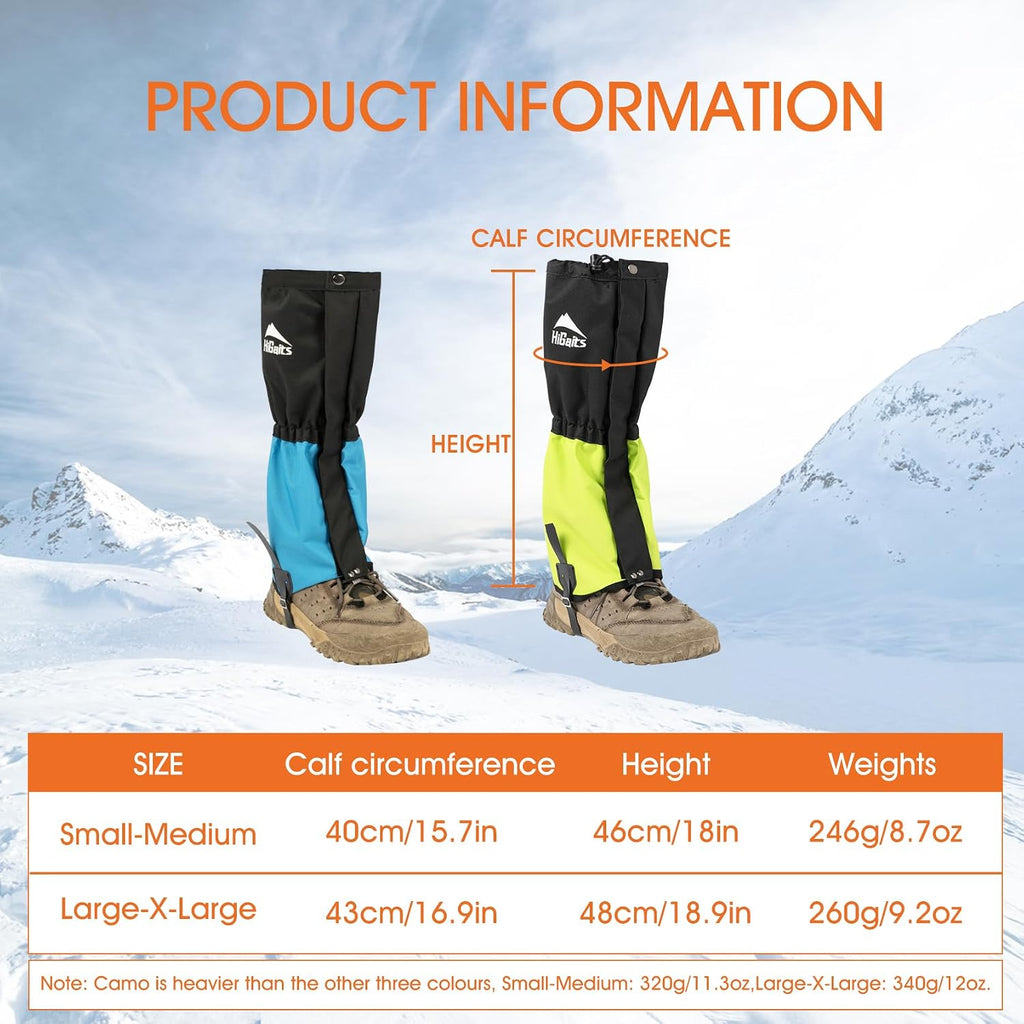 Leg Gaiters for Men Women Waterproof Gaiters for Hiking Snow Boot Gaiters