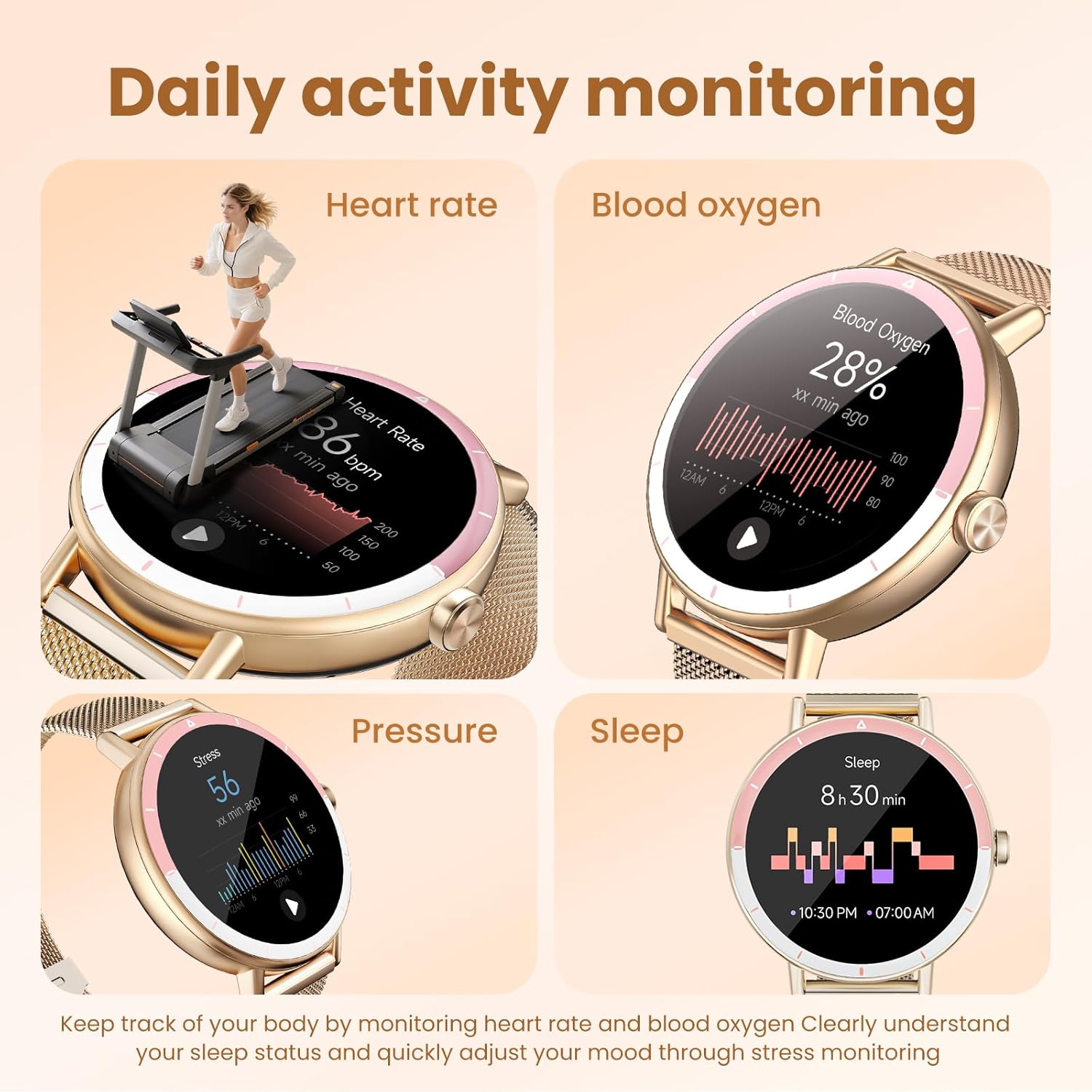 Smart Watches for Women Android/iphone, Fitness Tracker with Calls&Answer