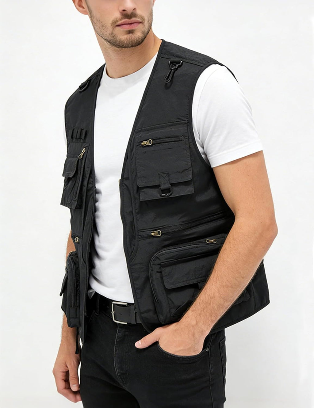 Men's Lightweight Mesh Fishing Vest Utility Outdoor Multi-Pocket Hunting Cargo Vest