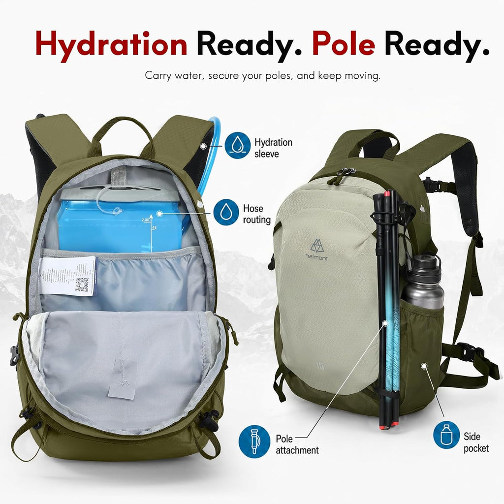 Haimont 15L Lightweight Hiking Daypack, Green