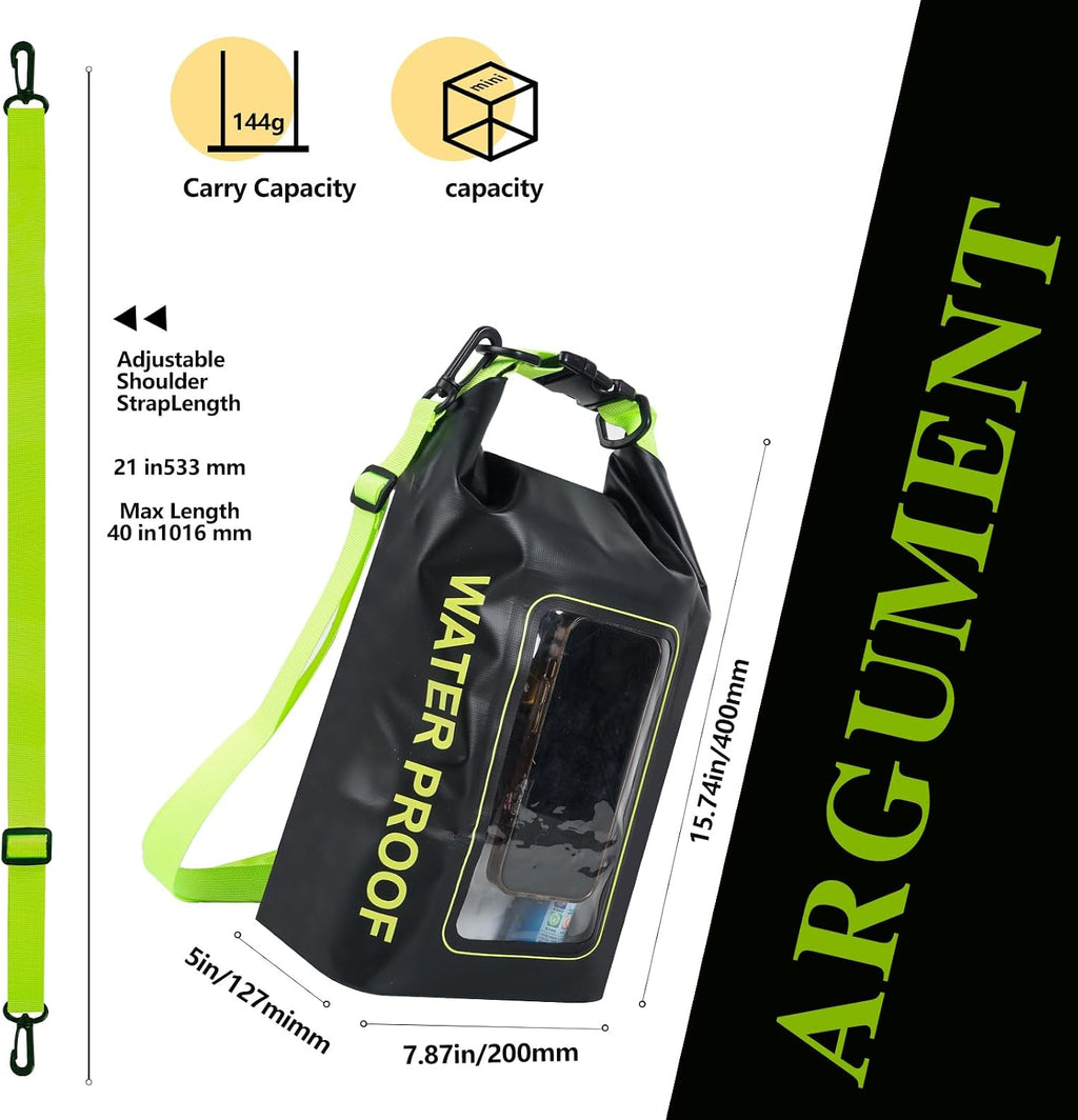 IP68 Waterproof Dry Bag,5L Roll Top Pool Bag,Large Waterproof Phone Pouch,for Boating Kayaking Camping (Black 5L)