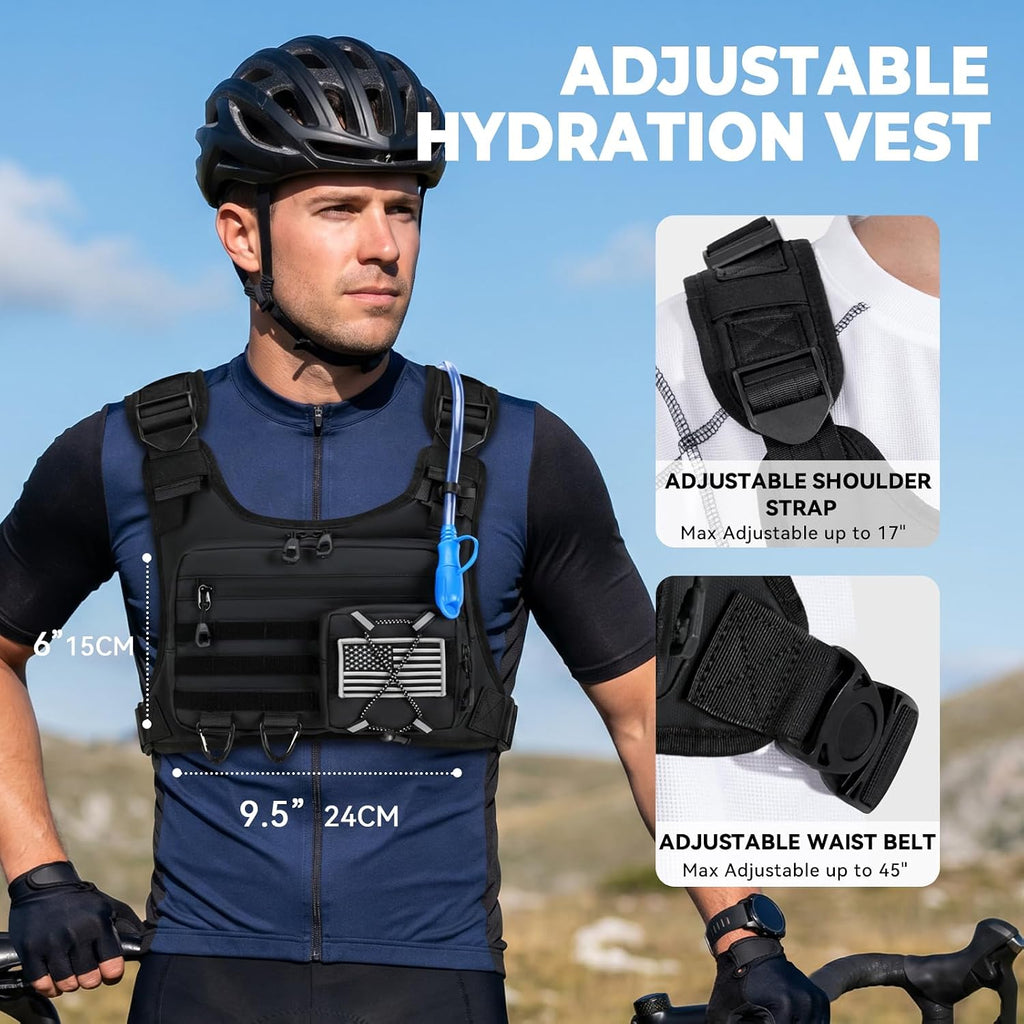 Hydration Vest with 2L Water Bladder for Men and Women,Lightweight Adjustable Hydration Backpack,Hiking Backpack with Water Bladder for Climbing Cycling Hiking