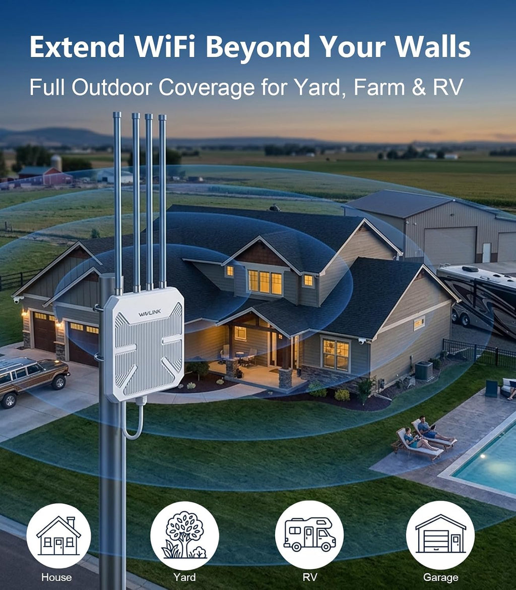 WAVLINK AX1800 Outdoor WiFi 6 Extender, Long-Range, IP67 Weatherproof