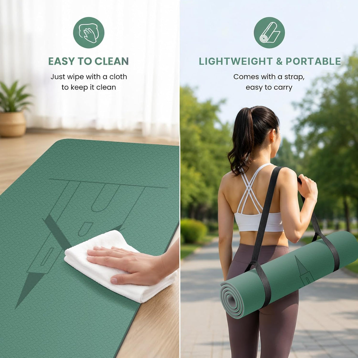 Yoga Mat TPE 72"x31.5"x0.31" Thick Non Slip Exercise Mat