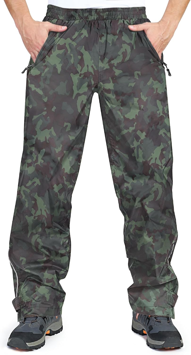 33,000ft Men's Rain Pants, Waterproof Rain Over Pants, Windproof Pants