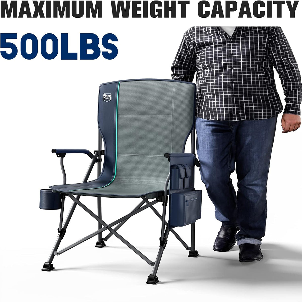 TIMBER RIDGE Oversized Folding Camping Chair High Back 500lbs