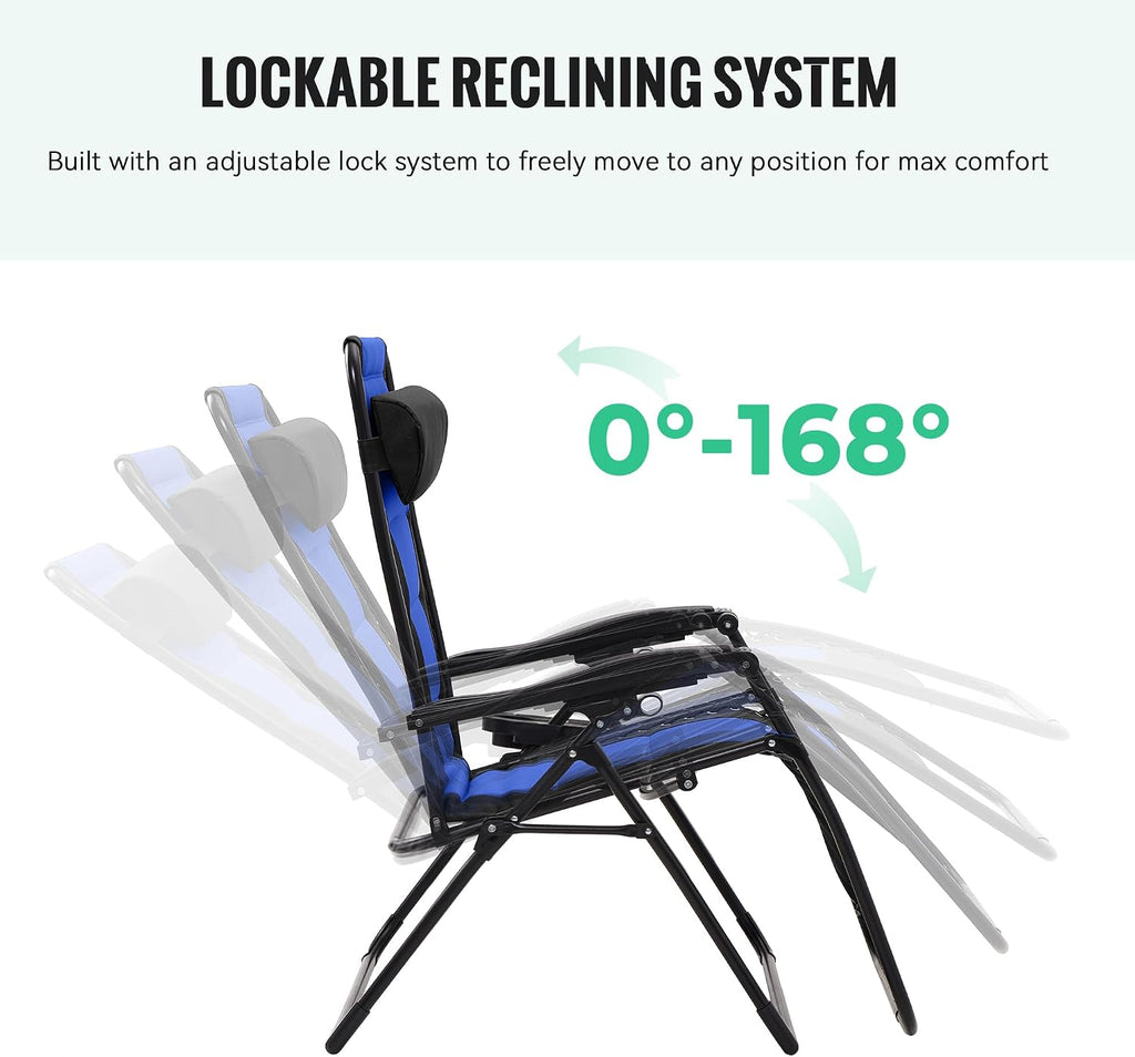 JEAREY Zero Gravity Chair, Oversized Padded Recliner - Black/Blue