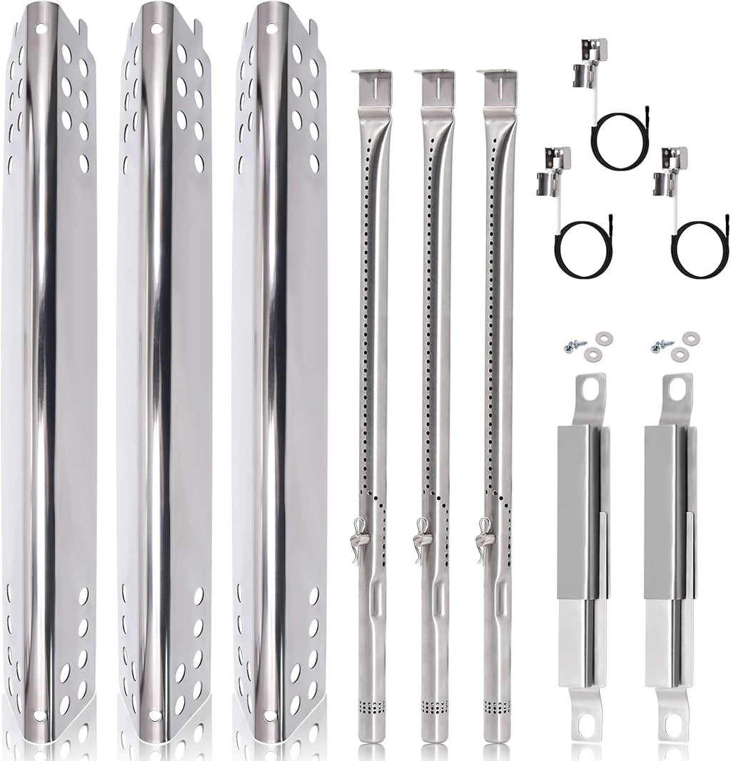Grill Replacement Parts for Charbroil Advantage 3 Burner 463343015, 463335115, 463435115, 463436815, 463370015. Heat Plate, Burner Tube, Igniter and Crossover Tube for Char-broil Advantage Grill Parts