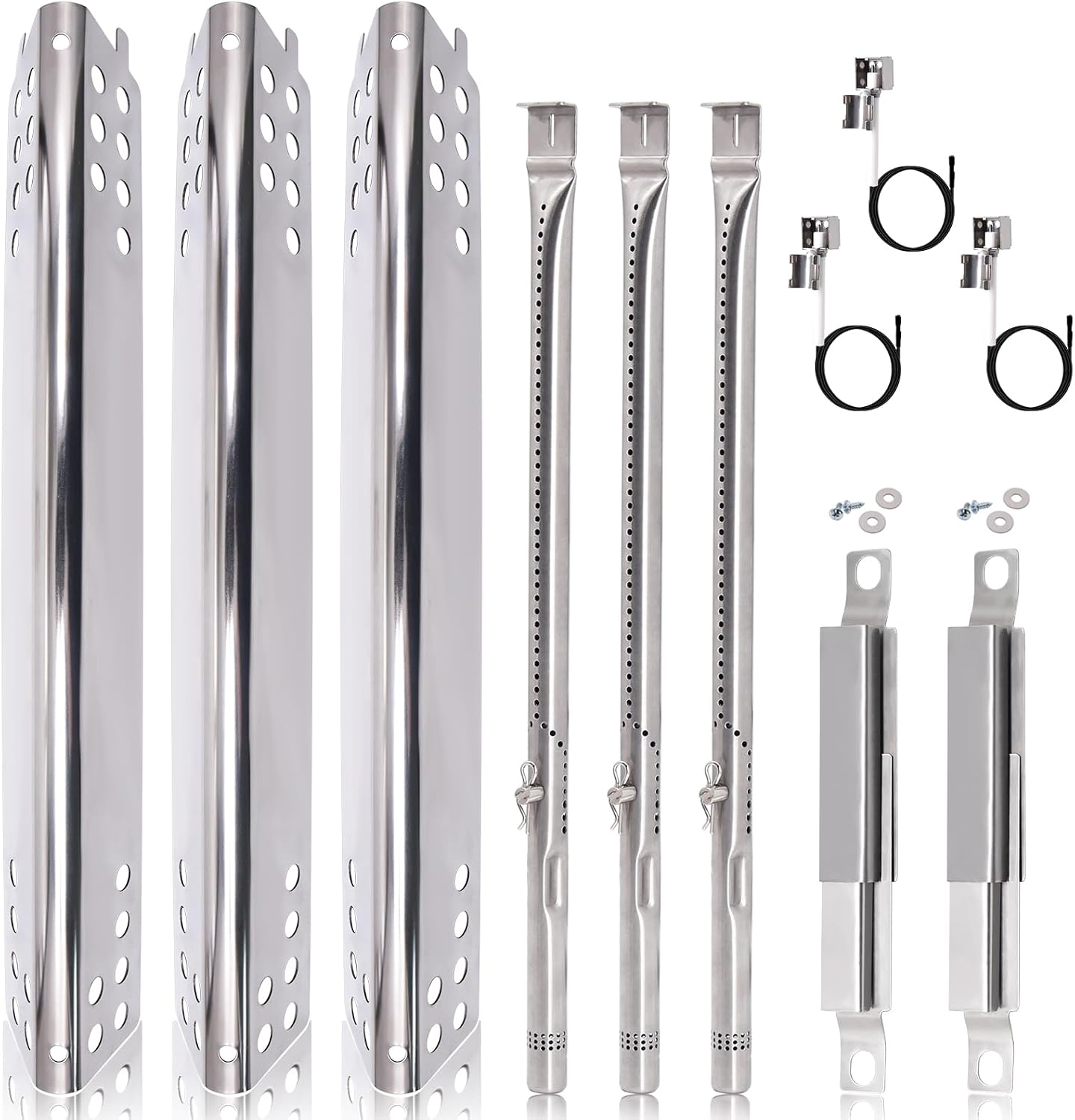 Grill Replacement Parts for Charbroil Advantage 3 Burner 463343015, 463335115, 463435115, 463436815, 463370015. Heat Plate, Burner Tube, Igniter and Crossover Tube for Char-broil Advantage Grill Parts