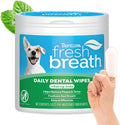 TropiClean Fresh Breath Dog Teeth Cleaning Dental Wipes, 50ct